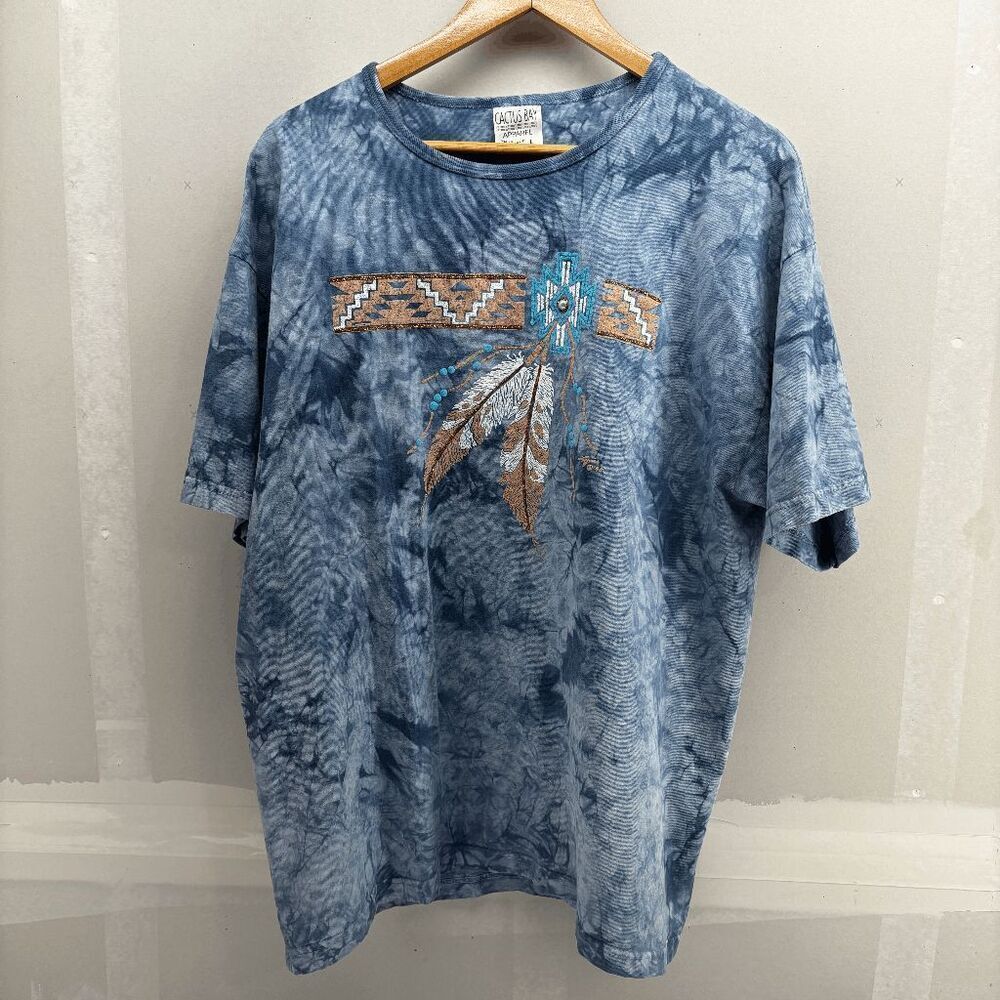 Cactus Bay by Lynee Womens Vintage Native American Shirt Size Large Festival 90s